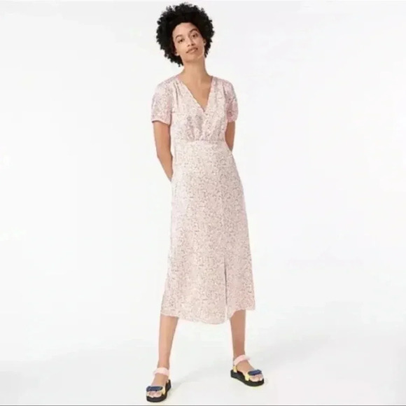 J.Crew Floral in Field Day Print Metallic Button Down V-Neck Midi Size 2 - Picture 1 of 9